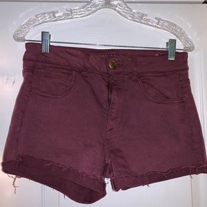 Super Stretch American Eagle maroon colored shorts